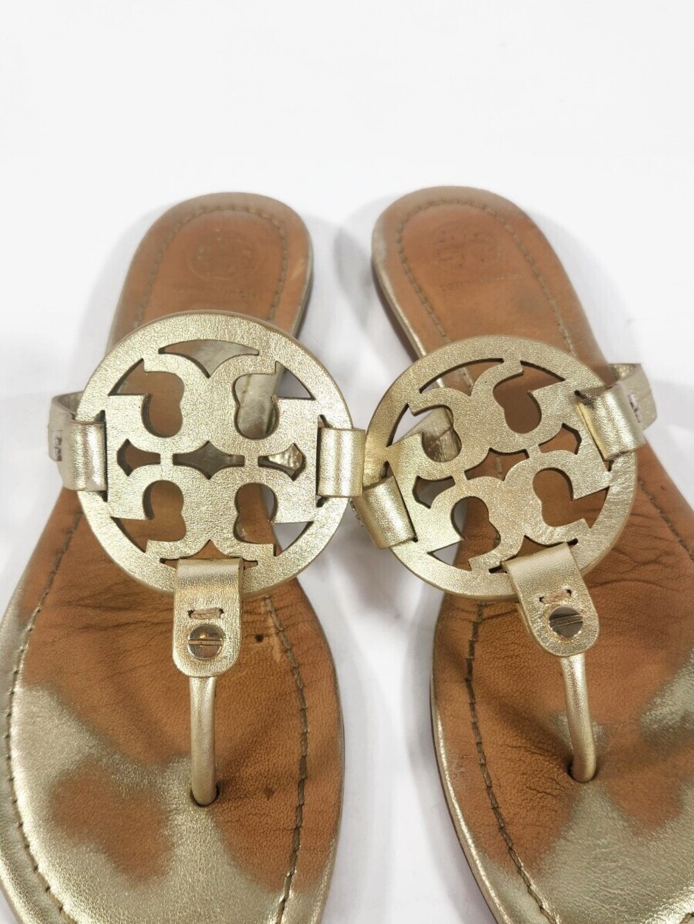 Tory Burch Metallic Gold Miller Sandals Size 7 - Picture 4 of 7